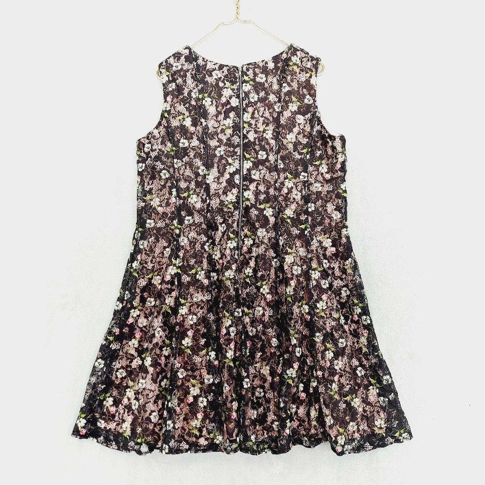Gabby Skye Black Multi Color Floral Zip Back Sleeveless Midi Dress P2727 - Picture 4 of 7